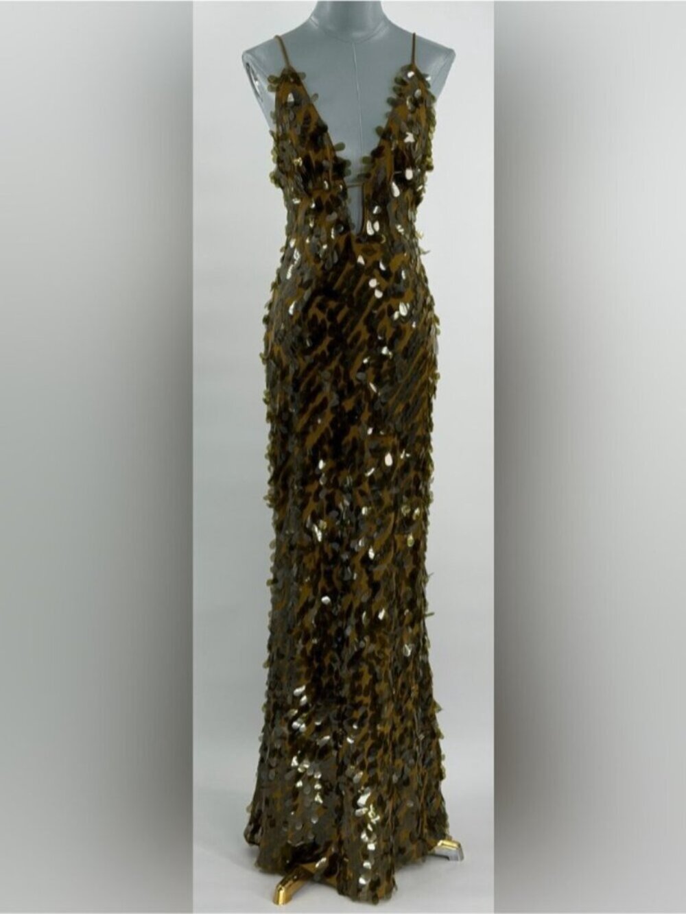 🆕 MISHA COLLECTION 🧿 NWOT Sapphire Sequins Maxi Dress, Olive - Sz M US 6 - Picture 12 of 15